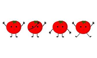 un' collezione di illustrazioni di pomodori con allegro facce vettore