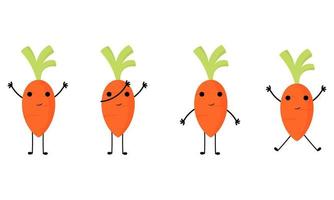 un' collezione di illustrazioni di carote con allegro facce vettore