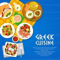 greco cucina, Grecia cibo e mediterraneo menù vettore