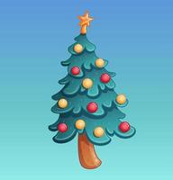 Natale albero. vettore cartone animato illustrazione per Natale decorazioni. sfondo con blu pendenza.