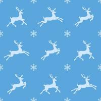 Natale senza soluzione di continuità modello. bianca colorato renna sagome su blu sfondo con bianca fiocchi di neve. Natale struttura vettore
