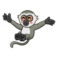 carino poco vervet scimmia cartone animato in posa vettore