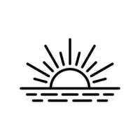 Alba, tramonto icona nel linea stile design isolato su bianca sfondo. modificabile ictus. vettore