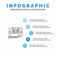 applicazione file smartphone tavoletta trasferimento linea icona con 5 passaggi presentazione infografica sfondo vettore