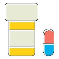 pillole nel vaso icona, piatto stile vettore