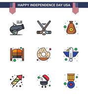 9 creativo Stati Uniti d'America icone moderno indipendenza segni e 4 ° luglio simboli di ciambella giorno dollaro salone bar modificabile Stati Uniti d'America giorno vettore design elementi