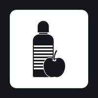 bottiglia di acqua e Mela icona, semplice stile vettore