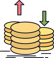 monete finanza capitale oro reddito piatto colore icona vettore