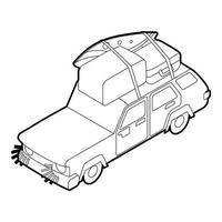 auto con bagaglio e scatole icona isometrico 3d stile vettore