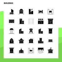 25 edifici icona impostato solido glifo icona vettore illustrazione modello per ragnatela e mobile idee per attività commerciale azienda