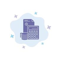 investimento accumulo attività commerciale debito risparmi calcolatrice monete blu icona su astratto nube sfondo vettore