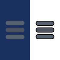 elenco compito testo icone piatto e linea pieno icona impostato vettore blu sfondo