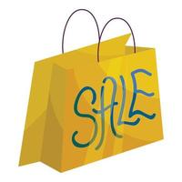 vendita carta shopping Borsa icona, cartone animato stile vettore