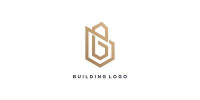 edificio logo design idea con astratto lettera B vettore
