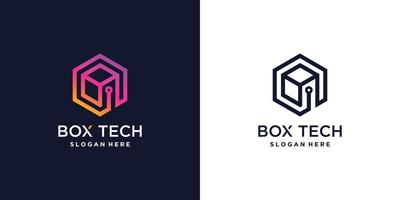scatola Tech logo design con moderno concetto vettore