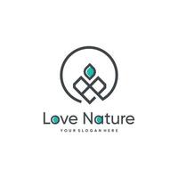 natura con amore logo design concetto vettore