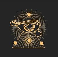 esoterico simbolo Magia occhio tatuaggio occulto muratore cartello vettore