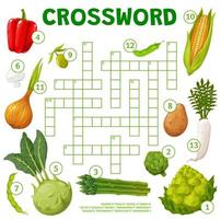 cartone animato azienda agricola verdure cruciverba puzzle foglio di lavoro vettore