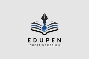 educativo logo modello design con libro icona elementi e inchiostro penna icona vettore