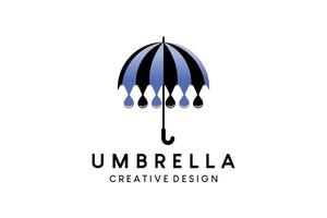 ombrello vettore illustrazione logo design combinato con acqua gocce nel creativo moderno concetto