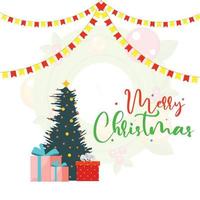 decorativo allegro Natale albero e regalo scatole vettore