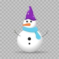 carino pupazzo di neve decorazione Natale icona modello vettore