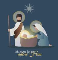Natale carta santo famiglia. sagome di Giuseppe Maria e il infantile Gesù vettore
