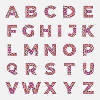 colorato alfabeto con mandala disegno, un' per z alfabeto collezione vettore