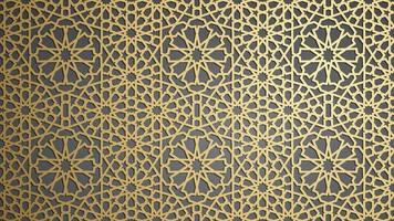 islamico ornamento vettore , persiano motivo . 3d Ramadan islamico il giro modello elementi . geometrico circolare ornamentale Arabo simbolo vettore . oro sfondo