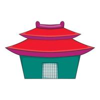 asiatico pagoda icona, cartone animato stile vettore