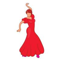 flamenco ballerino icona, cartone animato stile vettore