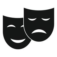 Teatro maschera icona semplice vettore. Dramma commedia maschera vettore