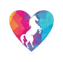 cavallo cuore forma logo design. cavallo amore modello. vettore