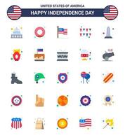 impostato di 25 vettore appartamenti su 4 ° luglio Stati Uniti d'America indipendenza giorno come come Stati Uniti d'America monumento bandiera punto di riferimento ghirlanda modificabile Stati Uniti d'America giorno vettore design elementi