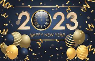 2023 orologio nuovo anno festa sfondo vettore