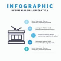 tamburo strumento irlandesi parata linea icona con 5 passaggi presentazione infografica sfondo vettore