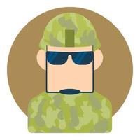 avatar maschio soldato icona, piatto stile vettore