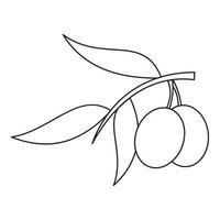 oliva ramo con olive icona, schema stile vettore