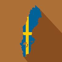 carta geografica di Svezia icona, piatto stile vettore