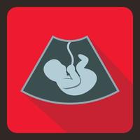 ultrasuono feto icona, piatto stile vettore