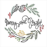 carta con mano Lettered allegro Natale e contento nuovo anno .saluto carta, volantino, invito vettore