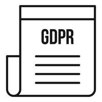 GDPR documento icona, schema stile vettore