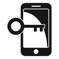 Telefono chiave autenticazione icona, semplice stile vettore