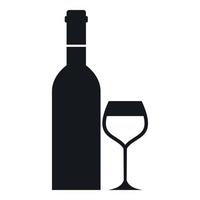 bicchiere e bottiglia di vino icona, semplice stile vettore