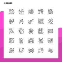 impostato di Hobby linea icona impostato 25 icone vettore minimalismo stile design nero icone impostato lineare pittogramma imballare