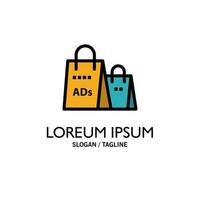 pubblicità Borsa borsa shopping anno Domini shopping attività commerciale logo modello piatto colore vettore