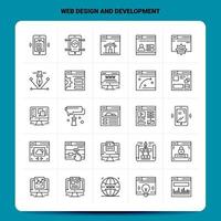 schema 25 ragnatela design e sviluppo icona impostato vettore linea stile design nero icone impostato lineare pittogramma imballare ragnatela e mobile attività commerciale idee design vettore illustrazione