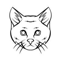 gatto testa tatuaggio nero e bianca vettore