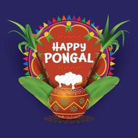 illustrazione di contento pongale vacanza raccogliere Festival di tamil nadu Sud India saluto sfondo vettore