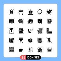 25 solido nero icona imballare glifo simboli per mobile applicazioni isolato su bianca sfondo 25 icone impostato vettore